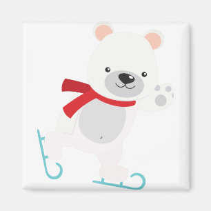 Ice Skating Winter Bear Magnet