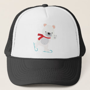 Ice Skating Winter Bear Trucker Hat