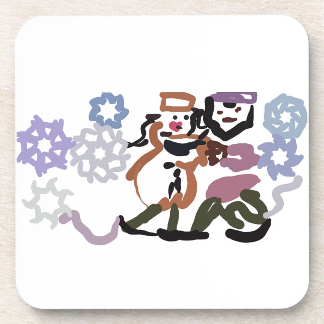 Ice skating winter beverage coaster (Front)