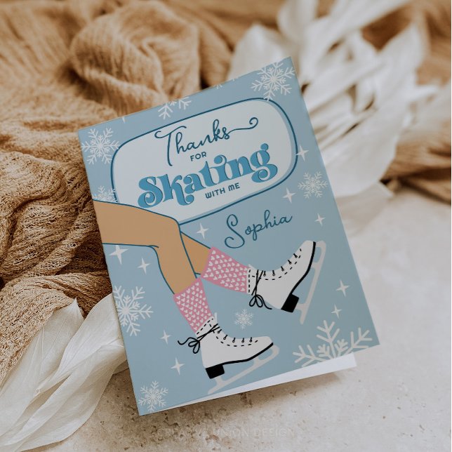 Ice Skating Winter Birthday Party Thank You Card (Creator Uploaded)