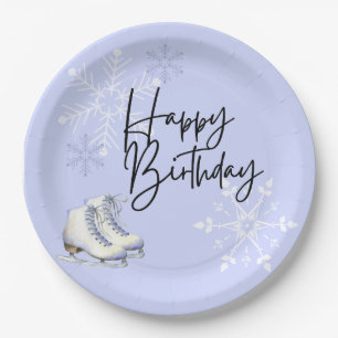 Ice Skating Winter Snowflake Themed Birthday Party Paper Plates