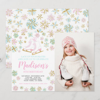 Ice Skating, Winter wonderland with photo Invitation