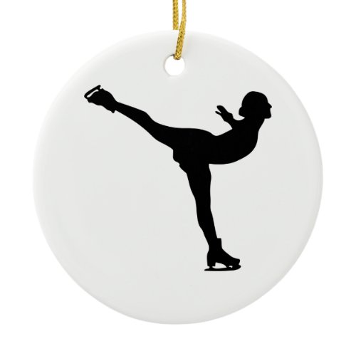 Ice Skating Woman Silhouette Ceramic Ornament