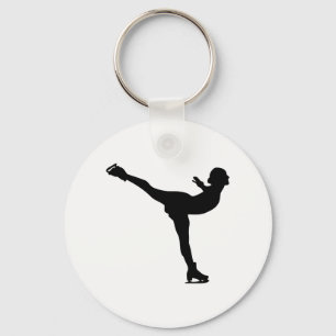 Ice Skating Woman Silhouette Keychain
