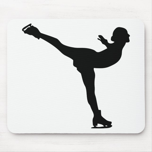Ice Skating Woman Silhouette Mouse Pad (Front)
