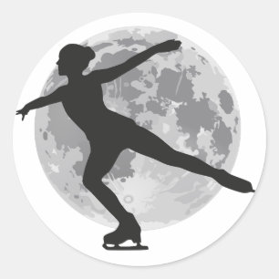 Ice Skating Womens Art Classic Round Sticker