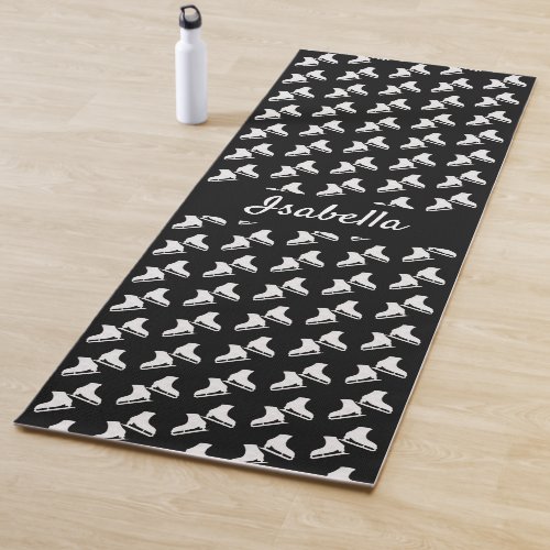 Ice skating yoga mat skate pattern black white