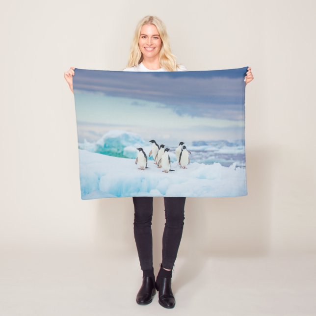 Ice & Snow | Adelie Penguins Antarctica Fleece Blanket (In Situ)