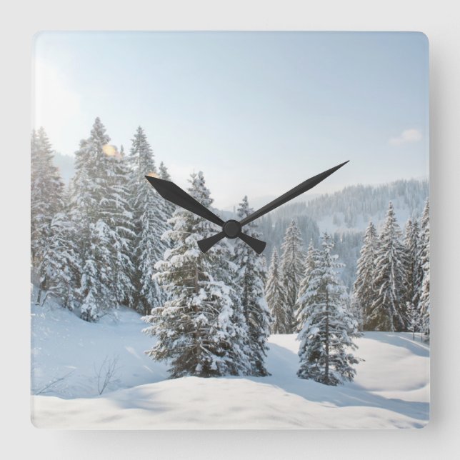 Ice & Snow | Allgäu Bavaria Southern Germany Square Wall Clock (Front)
