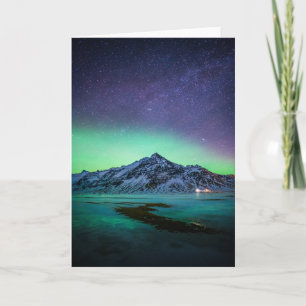 Ice & Snow Aurora Borealis Milky Way Iceland Card