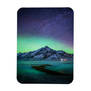 Ice & Snow Aurora Borealis Milky Way Iceland Magnet