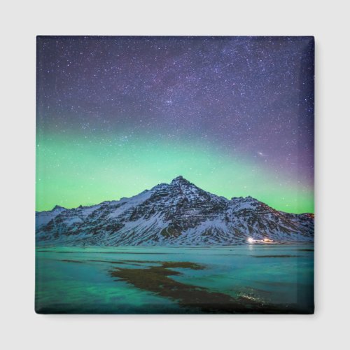 Ice  Snow  Aurora Borealis Milky Way Iceland Magnet