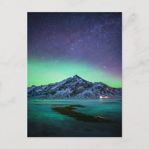 Ice  Snow  Aurora Borealis Milky Way Iceland Postcard