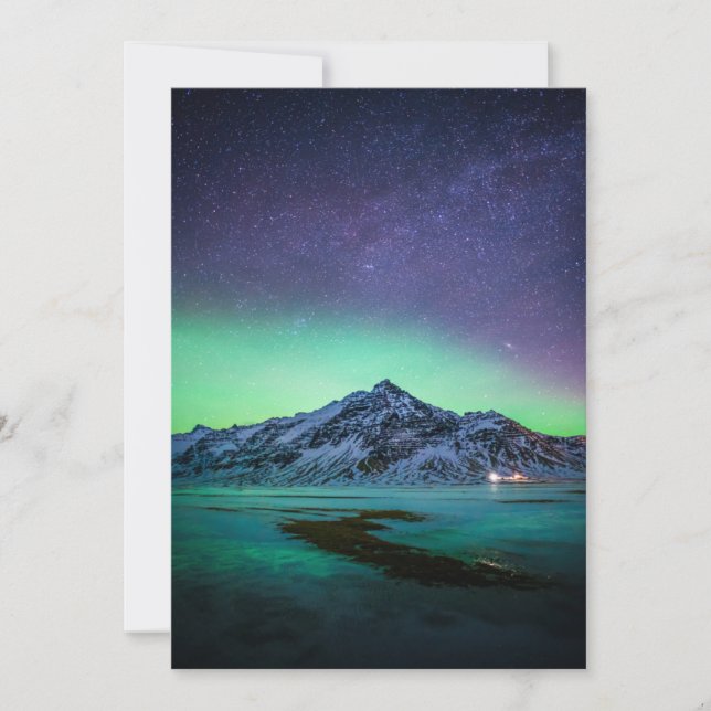 Ice & Snow | Aurora Borealis Milky Way Iceland Thank You Card (Front)