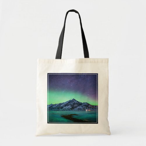 Ice  Snow  Aurora Borealis Milky Way Iceland Tote Bag