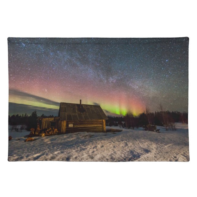 Ice & Snow | Aurora Polaris Murmansk, Iceland Cloth Placemat (Front)