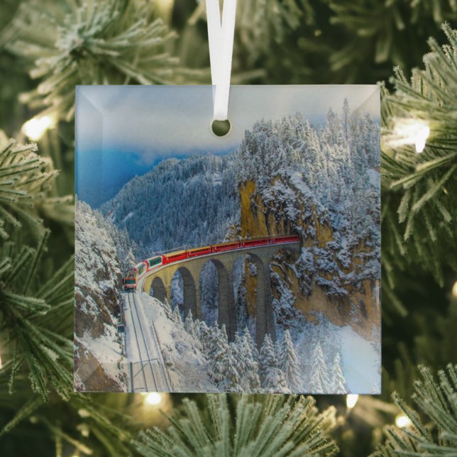 Ice & Snow | Bernina Express, Switzerland Glass Ornament (Insitu)