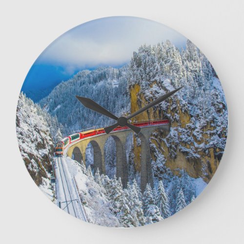 Ice  Snow  Bernina Express Switzerland Large Clock