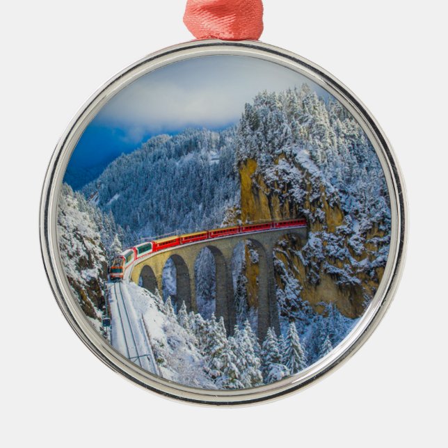 Ice & Snow | Bernina Express, Switzerland Metal Ornament (Front)