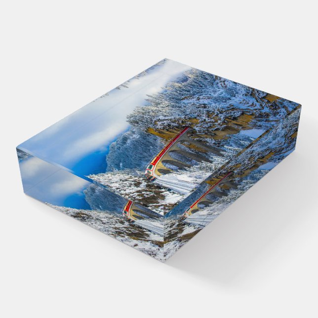 Ice & Snow | Bernina Express, Switzerland Paperweight (Angled)