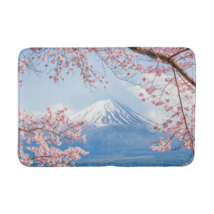 Ice & Snow Cherry Blossoms Mt. Fuji Japan Bath Mat