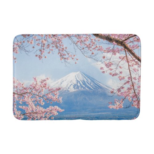 Ice  Snow  Cherry Blossoms Mt Fuji Japan Bath Mat