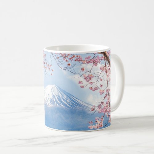 Ice  Snow  Cherry Blossoms Mt Fuji Japan Coffee Mug
