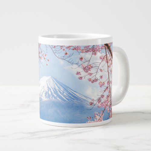 Ice  Snow  Cherry Blossoms Mt Fuji Japan Giant Coffee Mug