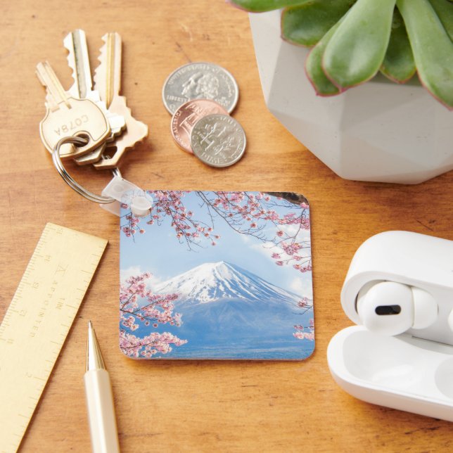 Ice & Snow | Cherry Blossoms Mt. Fuji Japan Keychain (Desk)