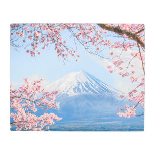 Ice & Snow Cherry Blossoms Mt. Fuji Japan Metal Print