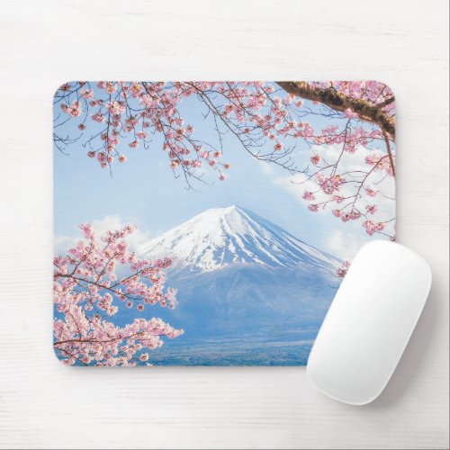 Ice  Snow  Cherry Blossoms Mt Fuji Japan Mouse Pad