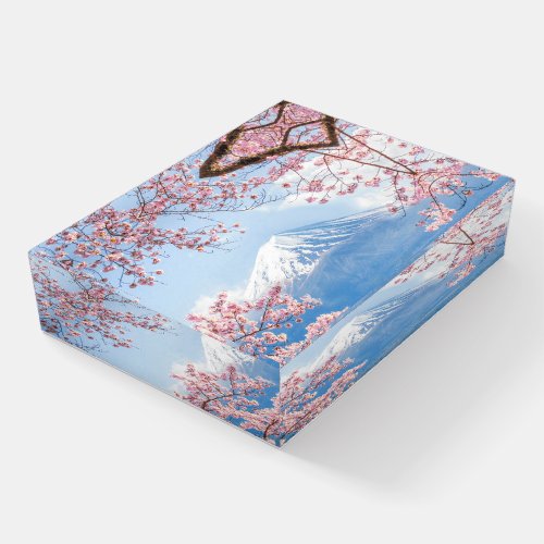 Ice  Snow  Cherry Blossoms Mt Fuji Japan Paperweight