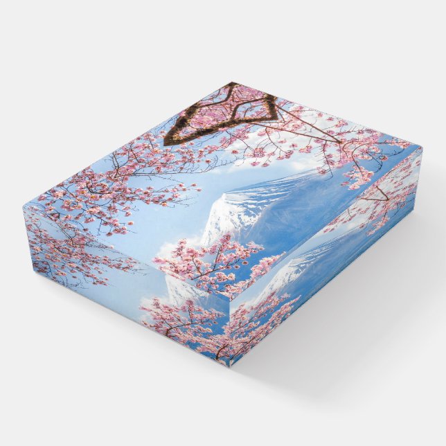 Ice & Snow | Cherry Blossoms Mt. Fuji Japan Paperweight (Angled)