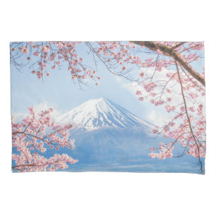 Ice & Snow Cherry Blossoms Mt. Fuji Japan Pillow Case