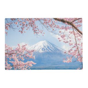 Ice & Snow Cherry Blossoms Mt. Fuji Japan Placemat