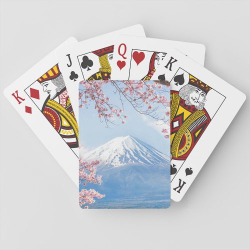 Ice  Snow  Cherry Blossoms Mt Fuji Japan Playing Cards