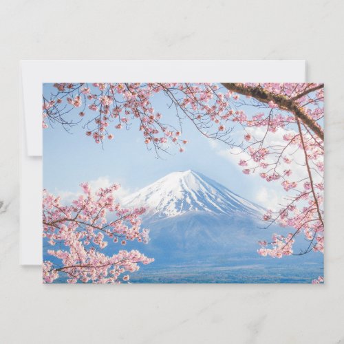 Ice  Snow  Cherry Blossoms Mt Fuji Japan Thank You Card