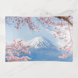 Ice & Snow Cherry Blossoms Mt. Fuji Japan Trinket Tray