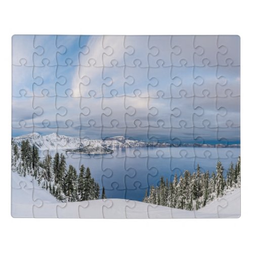 Ice  Snow  Crater Lake Oregon Jigsaw Puzzle
