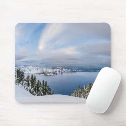 Ice  Snow  Crater Lake Oregon Mouse Pad