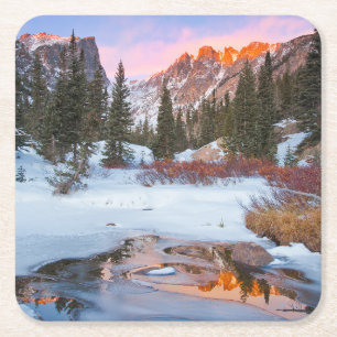 Ice & Snow   Estes Park, Colorado Square Paper Coaster