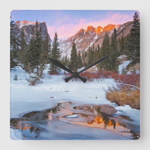 Ice  Snow  Estes Park Colorado Square Wall Clock