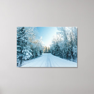 Ice & Snow   Frozen Winter Road Russia, Siberia Canvas Print