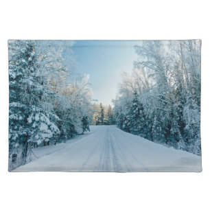 Ice & Snow   Frozen Winter Road Russia, Siberia Cloth Placemat