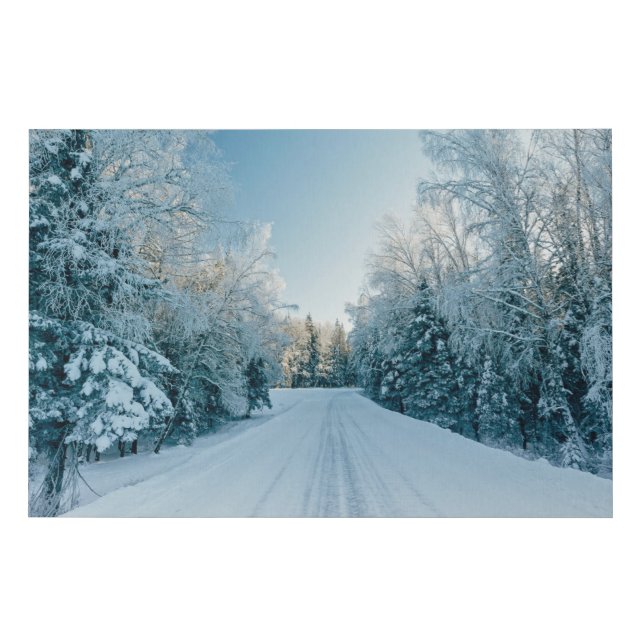 Ice & Snow | Frozen Winter Road Russia, Siberia Faux Canvas Print (Front)