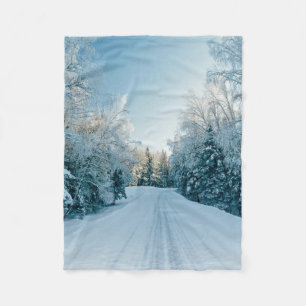 Ice & Snow   Frozen Winter Road Russia, Siberia Fleece Blanket