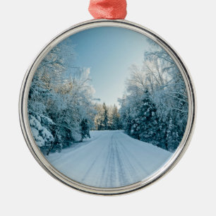 Ice & Snow   Frozen Winter Road Russia, Siberia Metal Ornament