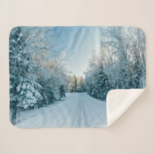 Ice & Snow Frozen Winter Road Russia, Siberia Sherpa Blanket