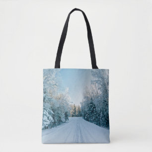 Ice & Snow Frozen Winter Road Russia, Siberia Tote Bag