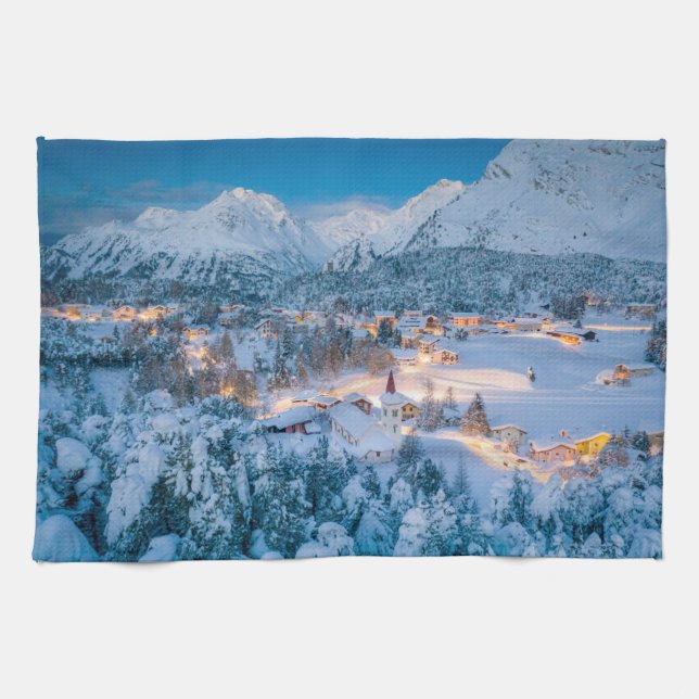 Ice & Snow | Graubunden, Engadin, Switzerland Kitchen Towel (Horizontal)